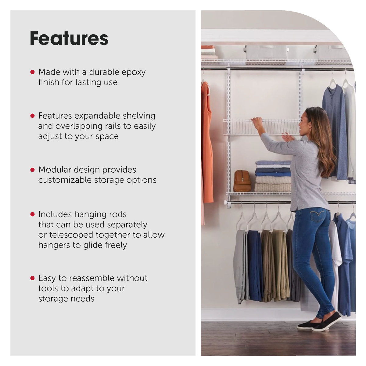 Rubbermaid Configurations 4-8 foot closet kit- White